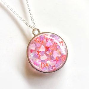 Love heart necklace,pink, heart jewelry