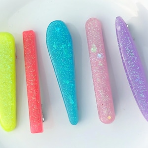 Rainbow resin hair clips,pastel, sparkly hair accessories