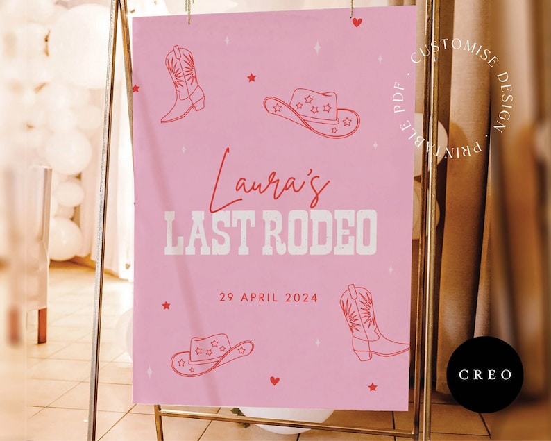 Last Rodeo Welcome Sign, Printable PDF, Bachelorette Cowgirl Theme ...