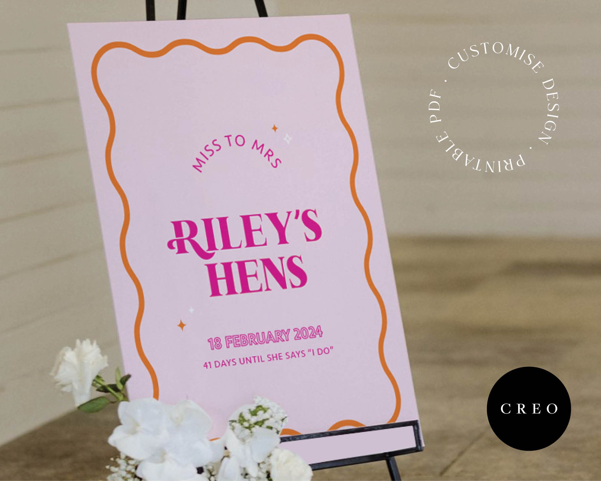 Wavy Welcome Sign, Edit Printable PDF, Bachelorette Decor, Bridal ...