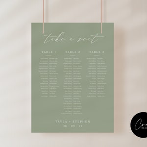 Sitzplan für die Hochzeit, Sitzplan für Hochzeiten, druckbarer Sitzplan, Sitzplan für Hochzeit, minimalistisches minimalistisches Design, Sitzplan anpassen