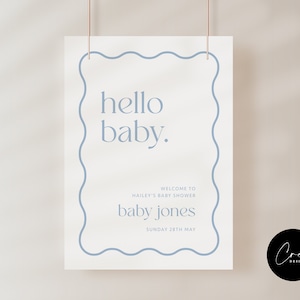 Baby Shower Welcome Sign, Printable Baby Shower sign, Pastel Blue Baby Shower, Printable Welcome Sign, Blue, Baby Shower Party Sign, Signage