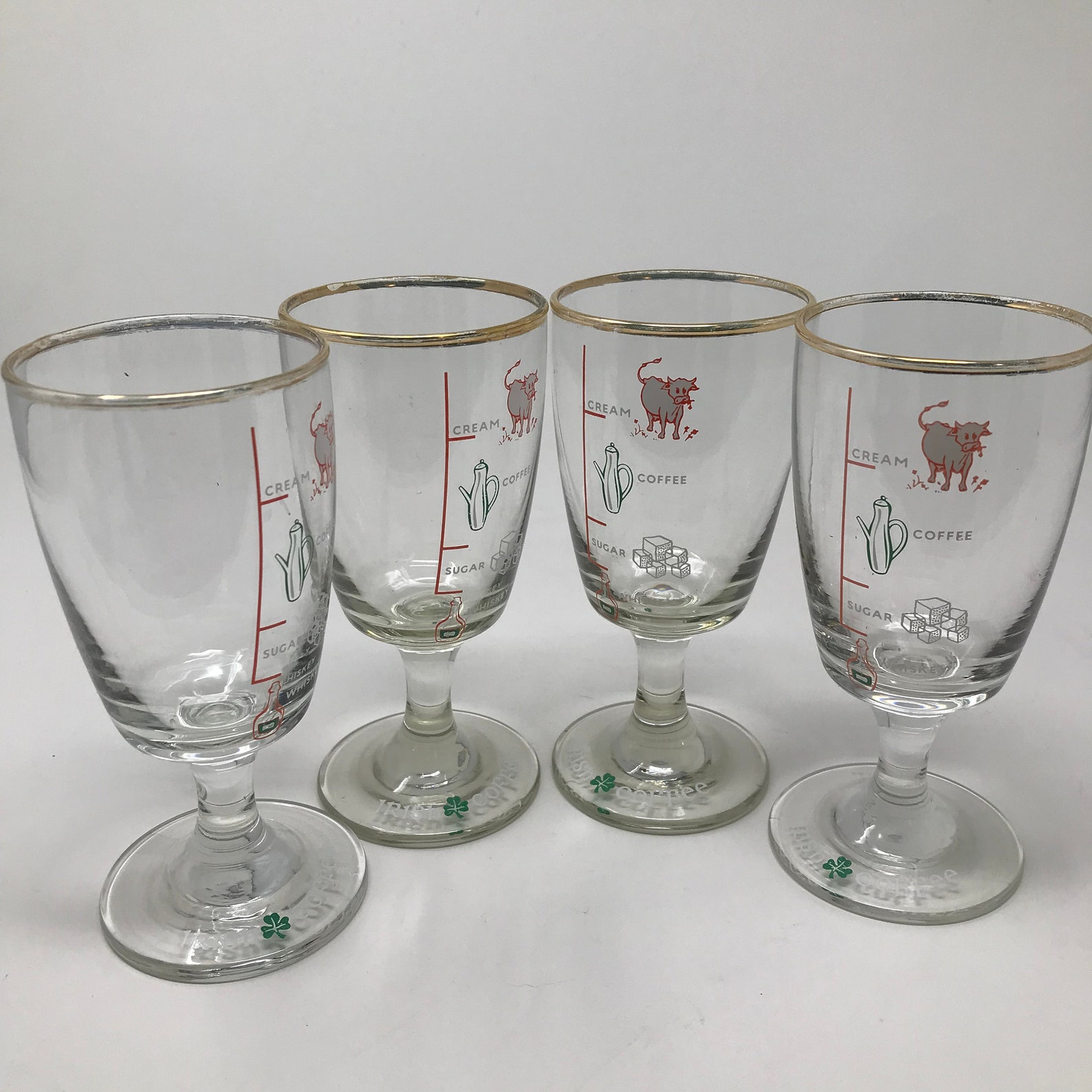 1950s Retro Irish Coffee Novelty Glasses Atomic Style Vintage Etsy