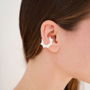 Silver Non Pierced Ear Cuff, Sun Shape Ear Cuff, Unique Ear Cuff for Him or Her, Handmade Jewelry, Silver Ear Wrap, Birthday Gift Idea