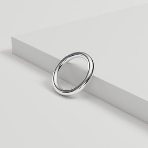 Handmade Solid Silver Ring, Unisex Chunky Round Ring, Simple Stackable Ring for Him/Her, Minimalist Wedding Band, 3mm Round Band Gift Idea