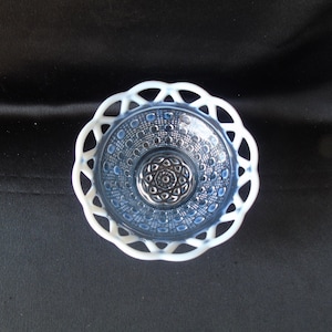 Imperial Glass Blue Opalescent &quot;Sugar Cane&quot; Bowl
