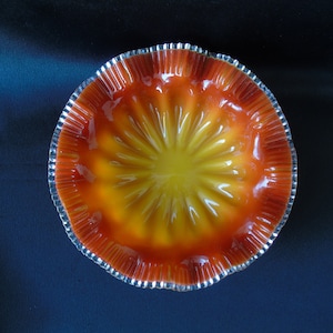 Boston & Sandwich Art Glass Cased Red Yellow Bowl