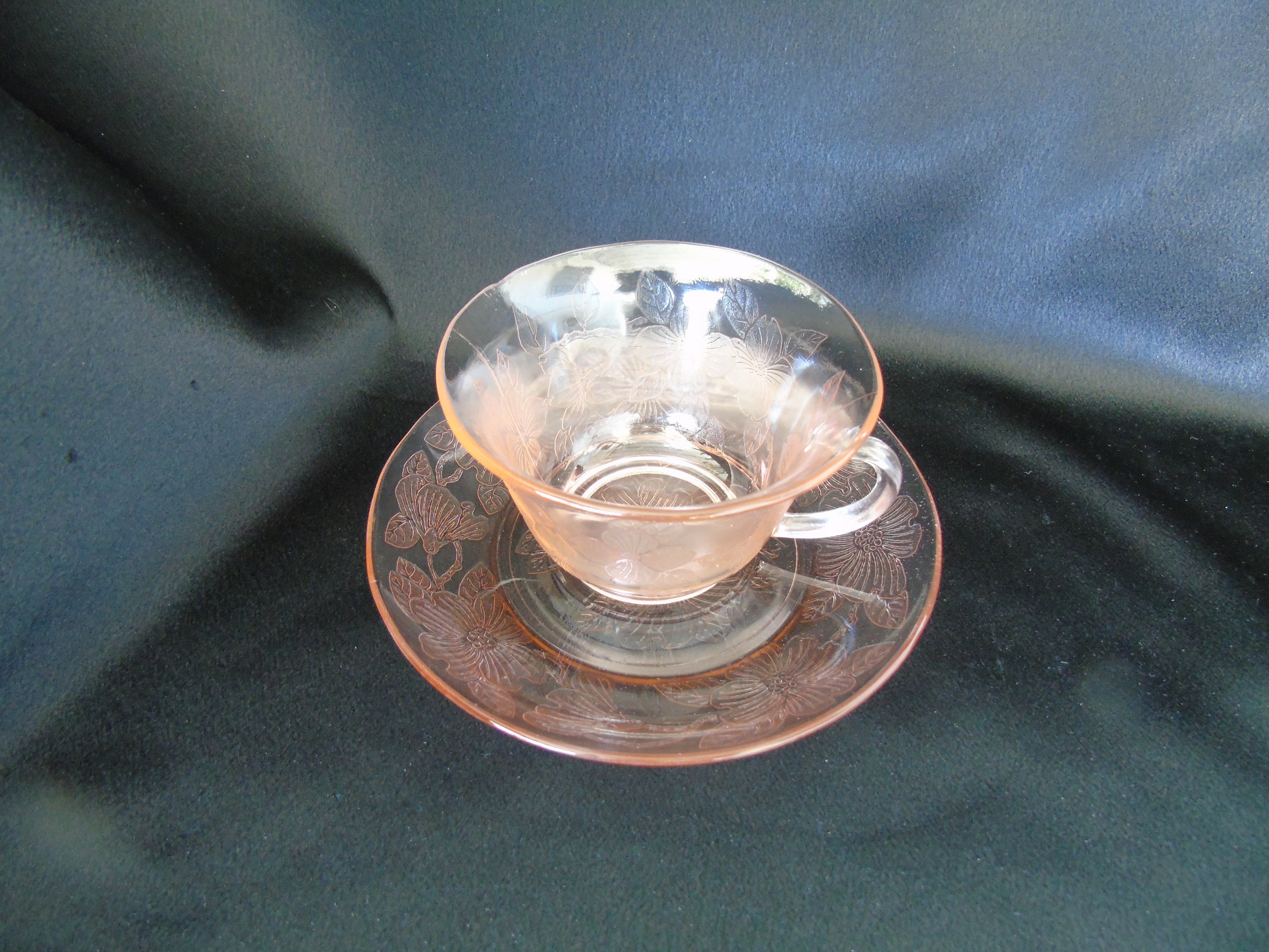 アメリカンアンティーク ピンクデプレッション ティーカップ6客セット