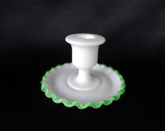 希少　fenton エメラルド　クレスト　アメリカ　ビンテージ　ミルクグラス Old Fenton Milk Glass Emerald Crest Vase（H17.8cm） オールド