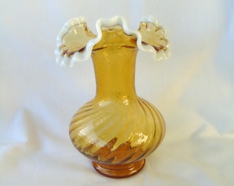Fenton Amber Snowcrest 7&quot; vase