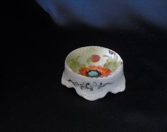 Hand Painted Open Salt, Orange Poppy