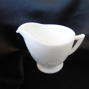 Rare Iris & Herringbone Milk Glass Cream Pitcher