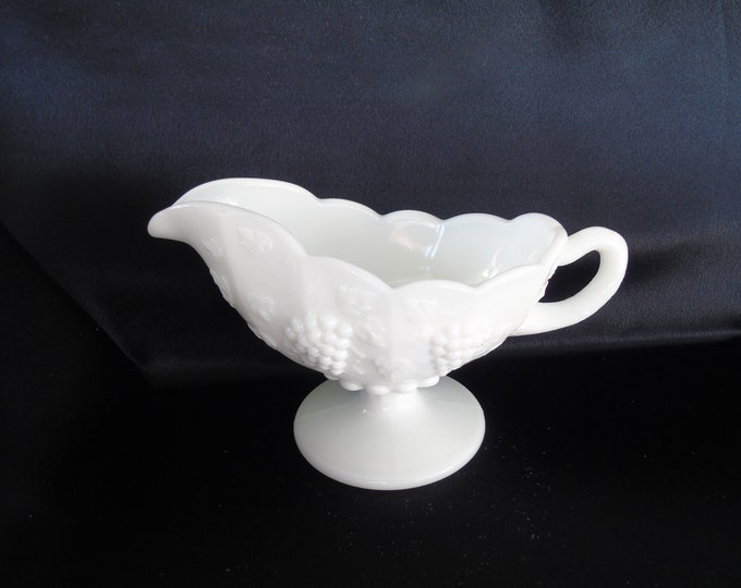 Westmoreland Paneled Grape Milk Glass Gravy Boat Etsy