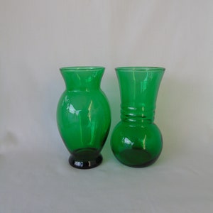 Anchor Hocking Forest Green PAIR of Vases