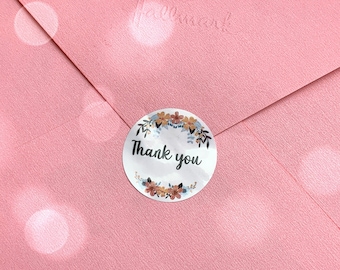 Circle Floral Custom Stickers - Thank You Sticker,  Small Business Stickers, Wedding Stickers, Party Stickers, Event Stickers