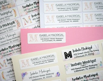 Floral Return Address Labels, Personalized Address Labels, Return Mailing Stickers, Envelope Labels