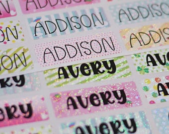 Cute Glitter Name Labels - Waterproof Name Labels, Kids Name Labels, Daycare Labels, School Stickers, Personalized Gift