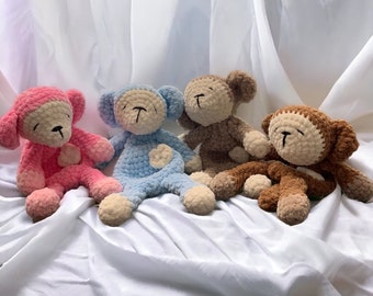 Snuggle monkey, Plush monkey, Baby monkey, Toy monkey, Plushie, Monkey, Crocheted monkey, Amigurumi Monkey, Plush toy, Soft Toy, Baby gift