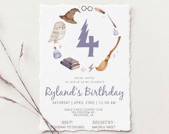 Watercolor Wizard Birthday Party Invitation | Unisex Wizard Birthday Invitation | Magic Birthday Party | Wizard Party