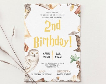 Watercolor Wizard Birthday Party Invitation | Unisex Wizard Birthday Invitation | Magic Birthday Party | Wizard Party