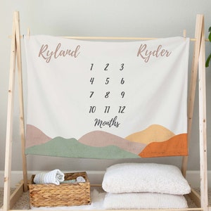 Custom Boho Twin Milestone Blanket | Twin Milestone Blanket | Growth Tracker | Monthly Blanket | Boho Twin Gift | Twin Baby Shower Gift
