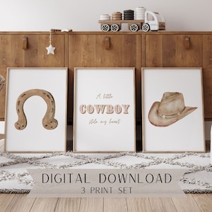 Cowboy Wall Art Set | Cowboy Nursery | Western Nursery | Rodeo Nursery |Nursery Printable | Country | Barnyard | Downloadable Wall Art