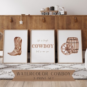 Cowboy Wall Art Set | Cowboy Nursery | Western Nursery | Rodeo Nursery | Horse | Country | Barnyard | Cowboy Quote | Nursery Art