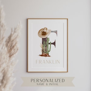 Personalized Western Name Wall Art | Custom Initial | Cowboy Nursery | Western Nursery | Rodeo Nursery | Horse | Country | Barnyard