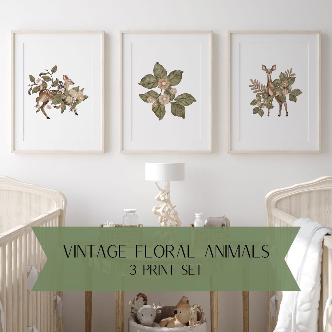 Vintage Animal Nursery Wall Art Set | Antique Animal Nursery | Vintage ...