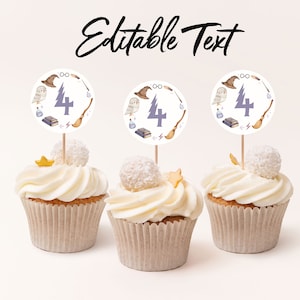 Aquarell Zauberer Geburtstag Cupcake Toppers | Unisex Zauberer-Geburtstags-Einladung | Zauberhafte Geburtstagsparty | Zauberer Party | 2x2 Zauberer Topper