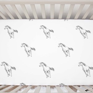 Horse Fitted Crib Sheet | Farm Crib Sheet | Horse Crib Sheet | Cowgirl | Cowboy | Gray | Brown