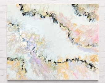 Large Abstract Acrylic Pour Painting: Modern Fluid Art on Canvas