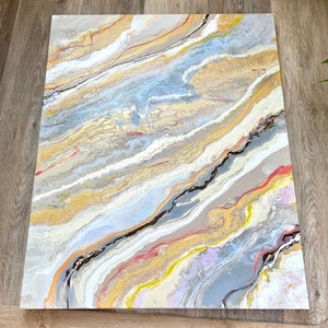 24x30 Original Abstract Acrylic Pour Painting – Large Hand-Painted Wall Art on Canvas – Modern Fluid Art