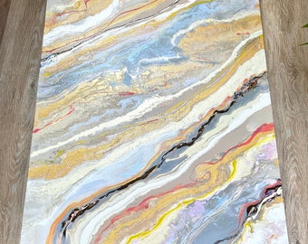 Großes abstraktes Acrylbild: moderne fließende Kunst auf Leinwand