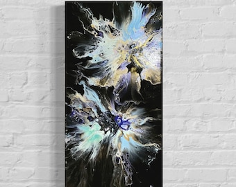 20x10 Abstract Fluid Art Painting, Modern Wall Art, Acrylic Pour Canvas, Unique Home Decor, Minimalist Wall Decor, Statement Art