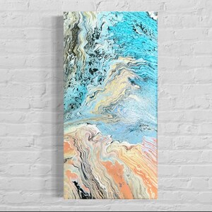 Abstract Acrylic Pour Painting: 20x10 Canvas Wall Art