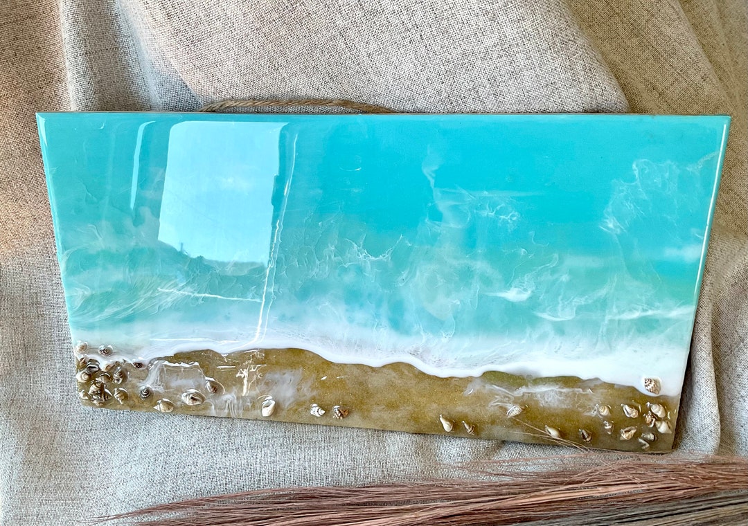 Custom Ocean Resin Art – Epoxy Sea Wave Painting – Abstract Blue Beach ...