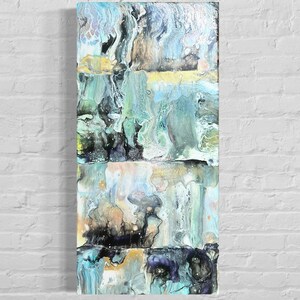 Original Abstract Fluid Art Painting: 20x10 Pour Acrylic on Canvas