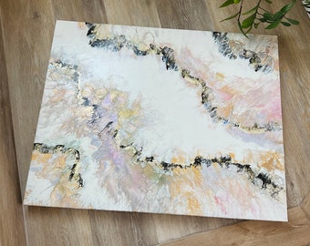 Original Geode Fluid Art Gemälde: Modernes abstraktes Acrylbild (24 x 30 inch)
