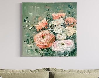 Real Oil Painting. Original Abstract Painting on Canvas. Floral Art Painting. Abstract Floral Painting. Original Painting