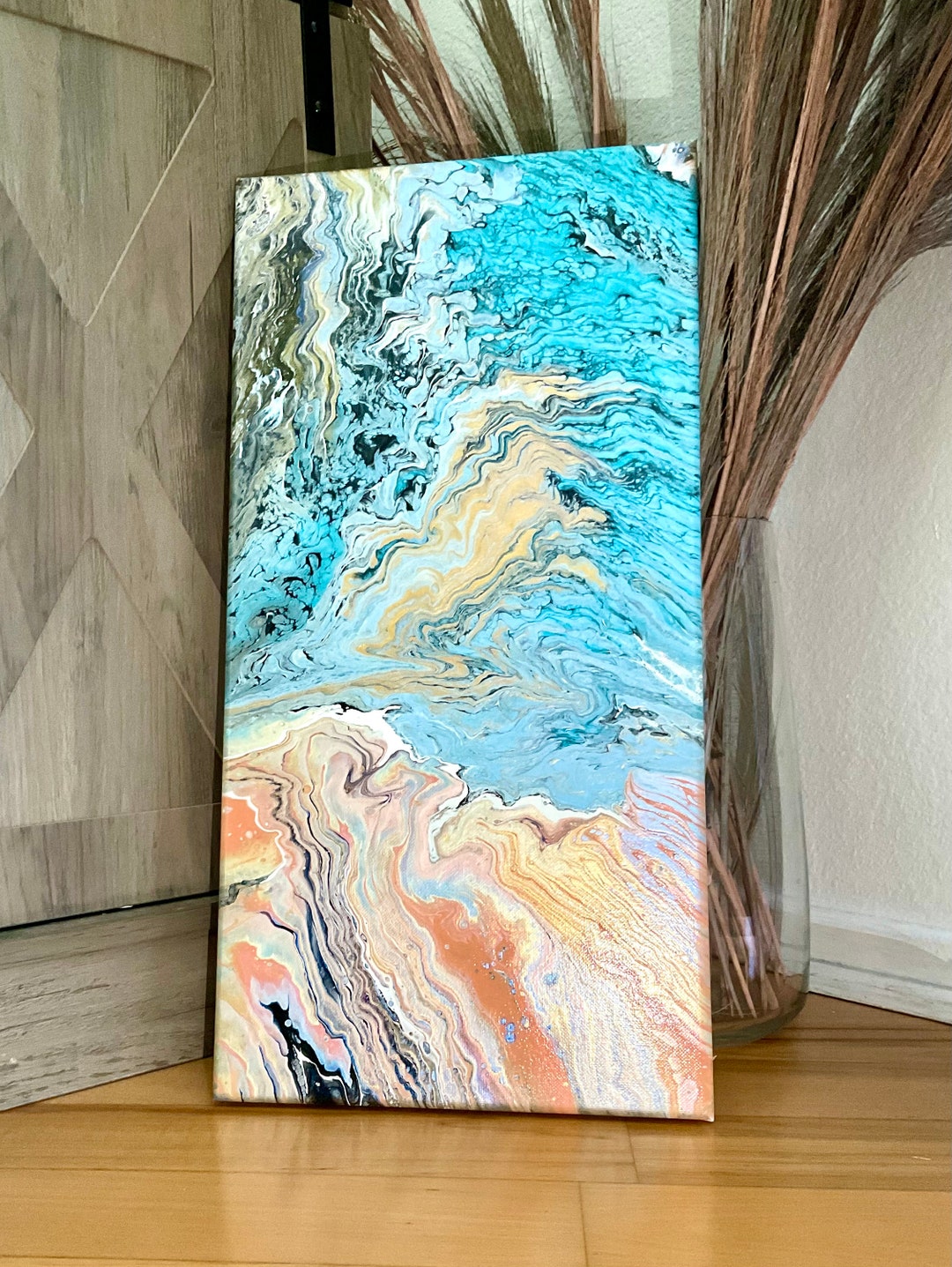 20x10 Original Dutch Pour Painting – Fluid Acrylic Art on Canvas ...