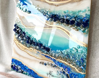 Custom Geode Resin Wall Art: Quartz & Amethyst Crystals