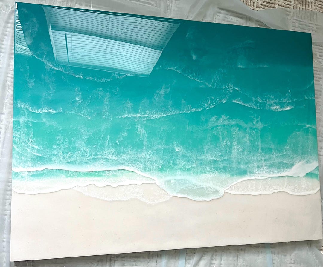 Custom Ocean Resin Art – Epoxy Sea Wave Painting – Abstract Blue Beach ...