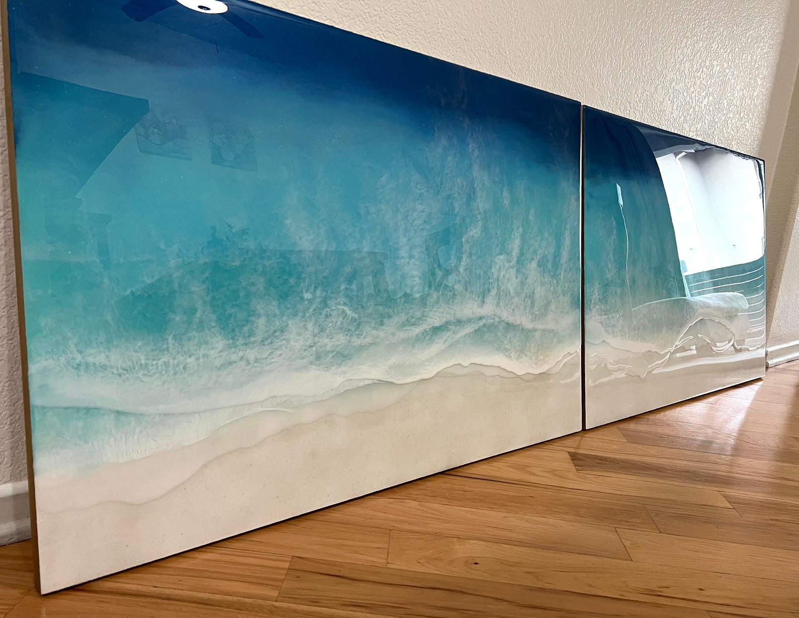 Custom Ocean Resin Art – Epoxy Sea Wave Painting – Abstract Blue Beach ...