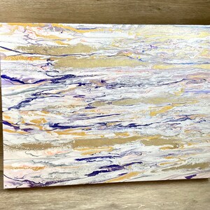20x24inch.Gold Purple Violet Fluid Art Painting . Real acrylic painting, Original Pour Painting.Acrylic Painting. acrylic painting on canvas