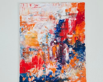Original Abstract Painting on Canvas. Red Orange Abstract Painting . Abstract Oil Painting . Abstract Wall Art.  Original Painting