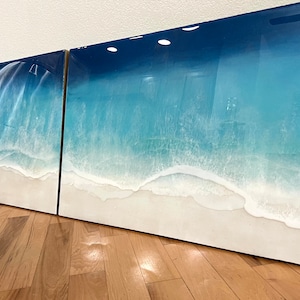 Custom Ocean Resin Painting – 3D Epoxy Beach Wall Art – Made to Order Seascape Resin Artwork