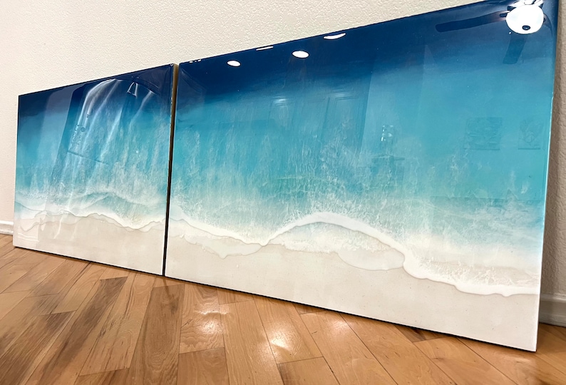 Custom Ocean Resin Art – Epoxy Sea Wave Painting – Abstract Blue Beach ...