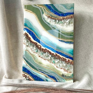 Resin Geode Wall Art 12x18 – Crystal Epoxy Painting – Custom Geode Wall Decor with Quartz & Amethyst