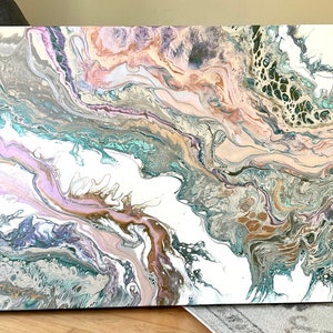 Large Abstract Acrylic Pour Painting – Original Fluid Art on Stretched Canvas – Hand-Painted Modern Wall Decor